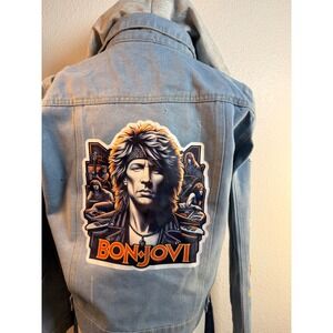 Bon Jovi Denim Jacket Hooded XL‎ Iron Decals Rock Music XL